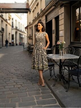 NWT FENDI Jacquard Fit & Flare Dress Size 46 $4,400.00